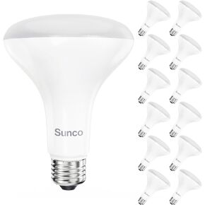 مجموعة 12 لمبة LED BR30 من Sunco، مصابيح إضاءة داخلية، إضاءة فيضانات داخلية، 1600 لومن، 16 وات (ما يعادل 100 وات) ضوء نهاري 5000 كلفن، قاعدة متوسطة E26، UL قابلة للتعتيم in Kuwait