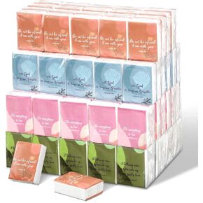 TaoBary 120 Pack Christian Travel Pocket Tissues 3 Ply Bible Verse Inspirational Gifts Cna Week Gift Bulk Facial Tissues Individual Pack with Motivational Quotes for Wedding Church in Kuwait