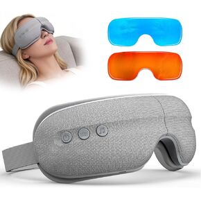 Eye Massager with Heat and Cooling, 5 Massage Modes for Eye Dry Fatigure and Migraines Relief, Lightweight Foldable for Office Home Travel Stress Relief, Mothers Day Birthday Gift for Mom Women (Grey) in Saudi Arabia