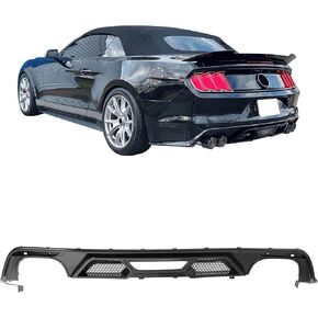 IKON MOTORSPORTS الشفة الخلفية الممتصة للصدمات، متوافقة مع 2015-2017 Ford Mustang GT V6 Convertible Coupe 2DR، GT500 Style Matte Black PP حقن خلفي سفلي سبويلر هوائي سد الذقن Valance Splitter 4PCS in Kuwait