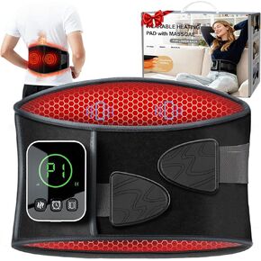 Graphene-Infused Cordless Heating Pad with Massager for Back, 5000mAh Rechargeable Portable Lower Back Massager with 3 Heat 3 Vibration with 20/30/40 mins Timer Options, Gifts for Women Men Mom Dad in Saudi Arabia