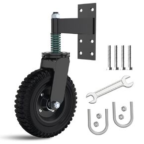 عجلات بوابة 8 بوصة لبوابة الأنبوب المعدني، عجلة بوابة سياج شديدة التحمل 6/8 بوصة (8 بوصة - أسود) in Kuwait