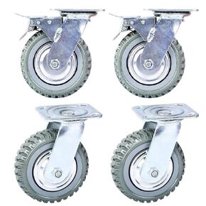 8 inch All Swivel Caster Wheels, Heavy Duty 4Pcs Pack Anti-Skid Rubber Swivel Casters with 360 Degree Top Plate (2 with Brakes Lock & 2 Without) in Kuwait