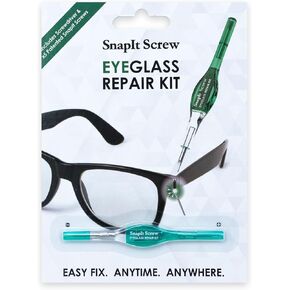 SnapIt Screw DIY Eyeglass Repair Kit, Quick Repairs for Frames with Lost or Loose Screws, Includes Double Ended Pocket Sized Screwdriver and 5 Screw Sizes - Green in Kuwait