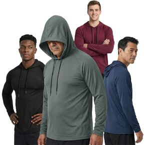 4-Piece Men's Athletic Hooded Shirts Set Longsleeve Performance Sun Protection Fishing & Work T Shirts in Saudi Arabia