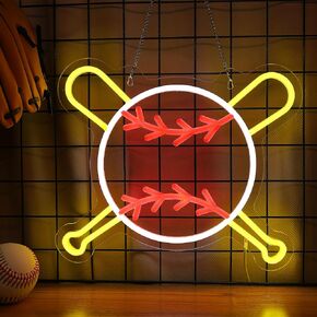 Attivolife Baseball Neon Sign for Wall Decor, Light up Sport Campaign Ball LED Lamp with Dim USB Powered, Unique Home Club Shop Party Birthday Christmas Day Gift for Boy Teenage Student Athlete Man in Kuwait