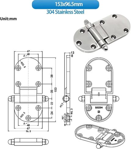 موصل باب خزانة الآلات للمعدات الصناعية - مفصلات من الفولاذ المقاوم للصدأ 304 شائعة الاستخدام قطعة واحدة in Kuwait