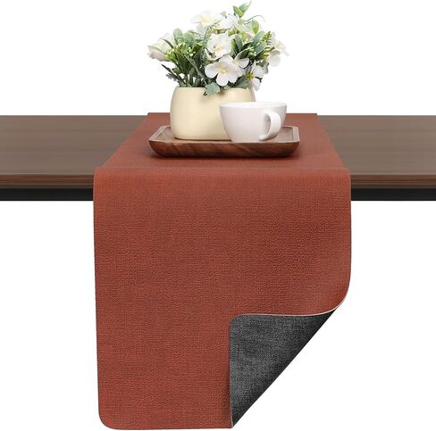 Table Runners 72 Inches Long, Dual-Sided Faux Leather Farmhouse Table Runner Waterproof Heat Resistant Non-Slip for Living Room Party Home Decor Holiday Decorations(Gray Beige, 12 x 72 Inch) in Saudi Arabia