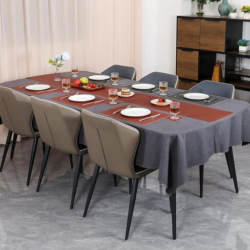 Table Runners 72 Inches Long, Dual-Sided Faux Leather Farmhouse Table Runner Waterproof Heat Resistant Non-Slip for Living Room Party Home Decor Holiday Decorations(Gray Beige, 12 x 72 Inch) in Saudi Arabia