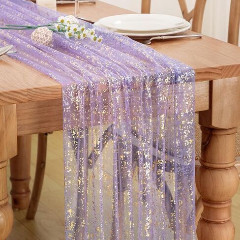 P Pothuiny 2 Pcs Light Pink Table Runner 28 x 120 Inch, Glitter Metallic Foil Tulle Table Runner Party Golden Sheer Gauze Table Decor for Wedding Birthday Christmas Anniversary in Saudi Arabia