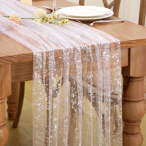 P Pothuiny 2 Pcs Light Pink Table Runner 28 x 120 Inch, Glitter Metallic Foil Tulle Table Runner Party Golden Sheer Gauze Table Decor for Wedding Birthday Christmas Anniversary in Saudi Arabia