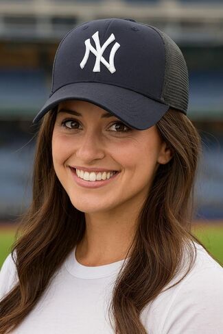 قبعة بيسبول MVP شبكية من New York Navy Mesh مرخصة رسميًا، كلاسيكية قابلة للتعديل ومطرزة أساسية بشعار الفريق NY أزرق/أبيض، قبعة رياضية بإطار Snapback in Kuwait