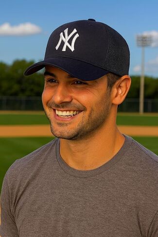 قبعة بيسبول MVP شبكية من New York Navy Mesh مرخصة رسميًا، كلاسيكية قابلة للتعديل ومطرزة أساسية بشعار الفريق NY أزرق/أبيض، قبعة رياضية بإطار Snapback in Kuwait