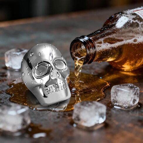 قطعتان من مكعبات ثلج ويسكي الجمجمة، أحجار ويسكي قابلة لإعادة الاستخدام، صخور ثلج معدنية للكوكتيل، مكعبات ويسكي كبيرة مع حقيبة، ملحقات أدوات البار، هدية جمجمة للرجال والنساء، هدية عيد ميلاد الأب للأب in Kuwait