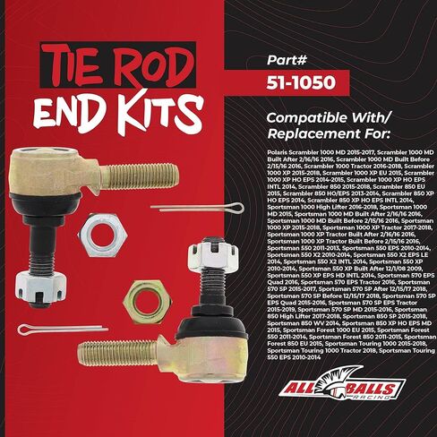 جميع الكرات Racing 51-1050 TIE ROD END KIT متوافقة مع/استبدال Polaris Scrambler 1000 XP HO EPS 2014-2017 in Saudi Arabia
