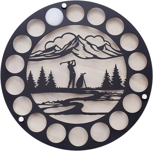UNICRAFTALE Golf Ball Display Case Poplar Board Golf Ball Holder Display Holds 18 Balls Round Golf Ball Display Stands for Collector’s Wall Mount Decor 35cm in Saudi Arabia