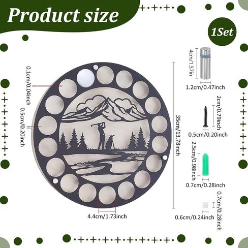 UNICRAFTALE Golf Ball Display Case Poplar Board Golf Ball Holder Display Holds 18 Balls Round Golf Ball Display Stands for Collector’s Wall Mount Decor 35cm in Saudi Arabia