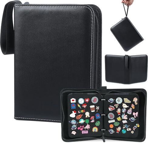 Pin Bag Case for Trading: 6 Page Pink Leather Pins Display Books Holder for Enamel Pins Sports Lapel Collector - Portable Pin Storage Zipper Organizer for Travel Exhibition in Saudi Arabia