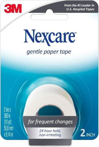 Nexcare Gentle Paper Tape, Hypoallergenic Medical Surgical Tape for Sensitive Skin, Breathable First Aid Tape Secures Dressings Gently, Latex Free, 2 Inch x 10 Yard Roll, 2-Pack in Saudi Arabia