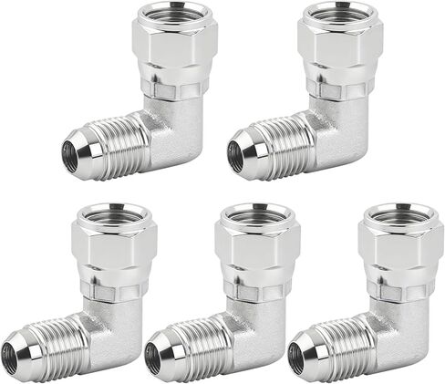 5 قطع تركيبات هيدروليكية للكوع 90 درجة، 3/8 بوصة JIC ذكر (9/16 بوصة - 18 خيط) × 3/8 بوصة أنثى JIC (9/16 بوصة - 18 خيط) دوارة in Kuwait