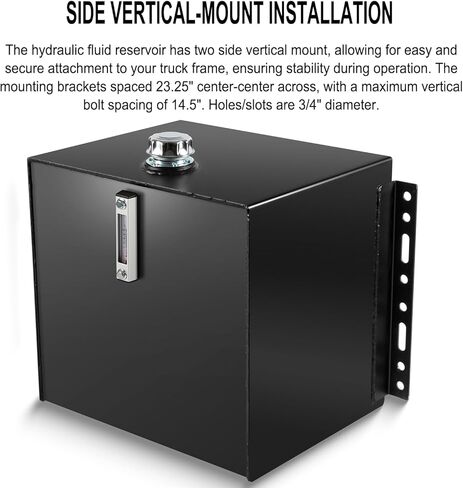 25-Gallon Hydraulic Fluid Reservoir Oil Tank For Tractors, Trucks & Log Splitters, Built-in Sight Gauge/Temp Gauge Combo, 2" Wide Fill Port, Heavy Duty Steel Construction, Side Vertical-Mount in Saudi Arabia