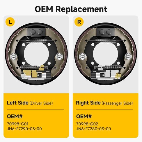 Golf Cart Brake Assembly for EZGO TXT PDS Medalist Gas/Electric 1996-Up, Yamaha G14 G16 G19 G20 G21 G22 1993-Up, Rear Driver & Passenger Side Brake Cluster with Shoes, Replace OEM 70998-G01 70998-G02 in Saudi Arabia