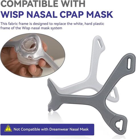 إطار قماشي متوافق مع قناع الأنف Wisp، إطار بديل ناعم لقناع Wisp CPAP، بديل لإطار الأنف WISP، مريح وملائم تمامًا، حجم قياسي، عبوة من قطعتين in Kuwait