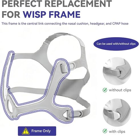 إطار قماشي متوافق مع قناع الأنف Wisp، إطار بديل ناعم لقناع Wisp CPAP، بديل لإطار الأنف WISP، مريح وملائم تمامًا، حجم قياسي، عبوة من قطعتين in Kuwait