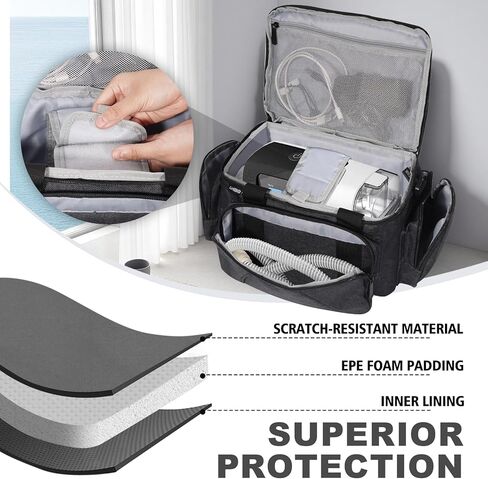 حقيبة سفر خفيفة الوزن لجهاز CPAP لـ ResMed AirSense 10/11، وPhilips DreamStation، و3B Medical Luna G3، وحقيبة حمل مدمجة ومحمولة لمستلزمات وملحقات أجهزة CPAP، صديقة لإدارة أمن المواصلات (حقيبة فقط) in Kuwait