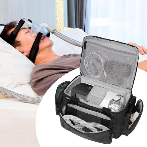 حقيبة سفر خفيفة الوزن لجهاز CPAP لـ ResMed AirSense 10/11، وPhilips DreamStation، و3B Medical Luna G3، وحقيبة حمل مدمجة ومحمولة لمستلزمات وملحقات أجهزة CPAP، صديقة لإدارة أمن المواصلات (حقيبة فقط) in Kuwait
