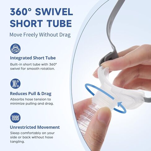 إطار P10 بديل ومجموعة أغطية الرأس متوافقة مع AirFit P10 مع فتحة تهوية شبكية هادئة وأنبوب قصير دوار 360 درجة - يتضمن مشبكين تعديل لملاءمة مخصصة - (وسائد الأنف غير متضمنة) in Kuwait