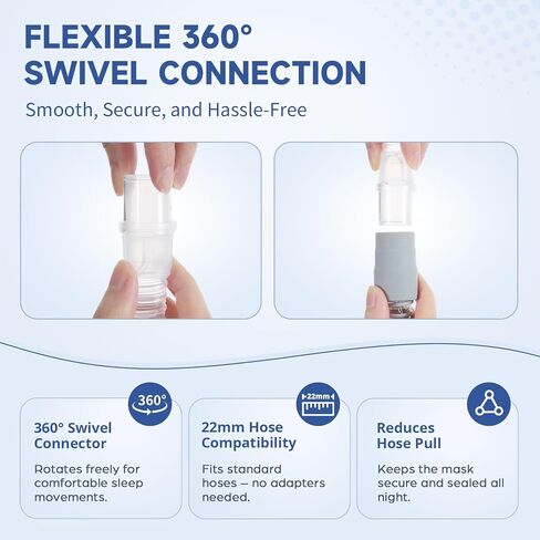 إطار P10 بديل ومجموعة أغطية الرأس متوافقة مع AirFit P10 مع فتحة تهوية شبكية هادئة وأنبوب قصير دوار 360 درجة - يتضمن مشبكين تعديل لملاءمة مخصصة - (وسائد الأنف غير متضمنة) in Kuwait