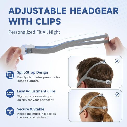 إطار P10 بديل ومجموعة أغطية الرأس متوافقة مع AirFit P10 مع فتحة تهوية شبكية هادئة وأنبوب قصير دوار 360 درجة - يتضمن مشبكين تعديل لملاءمة مخصصة - (وسائد الأنف غير متضمنة) in Kuwait