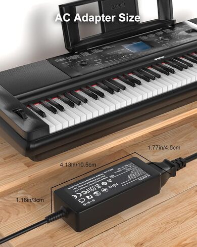 محول طاقة تيار متردد/تيار مستمر 16 فولت متوافق مع سلك طاقة لوحة مفاتيح Yamaha PA-300 PA-301 PA-300B PA-300C S950 PSR-1000 PSR-2000 P-155 PSR-S900 PSR-S750 PSR-S670 PSR-S500 إمداد سلك طاقة البيانو للوحة المفاتيح in Saudi Arabia
