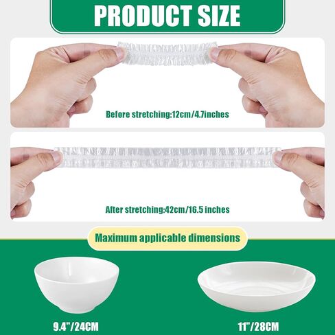 100 قطعة من أغطية الأوعية البلاستيكية، أغطية طعام مرنة قابلة لإعادة الاستخدام، أغطية دش لحماية خبز العجين المخمر، غلاف بلاستيكي للاستعمال مرة واحدة في الهواء الطلق لتخزين الطعام، يناسب الأوعية حتى 11 بوصة in Kuwait
