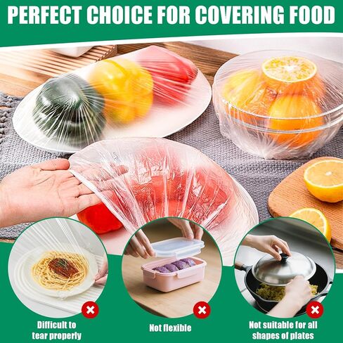 100 قطعة من أغطية الأوعية البلاستيكية، أغطية طعام مرنة قابلة لإعادة الاستخدام، أغطية دش لحماية خبز العجين المخمر، غلاف بلاستيكي للاستعمال مرة واحدة في الهواء الطلق لتخزين الطعام، يناسب الأوعية حتى 11 بوصة in Kuwait