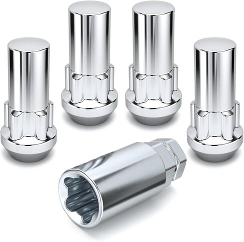 White Knight 540505 Chrome M14x2 Acorn Xtra Long Socket Lock, (Random Pattern) 4 Pack in Saudi Arabia