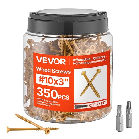 براغي خشب VEVOR 350 قطعة، #10 × 3 بوصة مطلية مضادة للصدأ، برغي سطح خارجي Torx/T25 Star Drive، براغي تزيين خارجية معدنية مقاومة للصدأ مع موصلين لولبيين، لتأطير سياج التزيين in Saudi Arabia