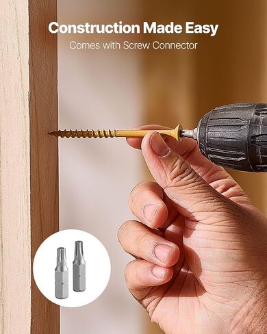 براغي خشب VEVOR 350 قطعة، #10 × 3 بوصة مطلية مضادة للصدأ، برغي سطح خارجي Torx/T25 Star Drive، براغي تزيين خارجية معدنية مقاومة للصدأ مع موصلين لولبيين، لتأطير سياج التزيين in Saudi Arabia