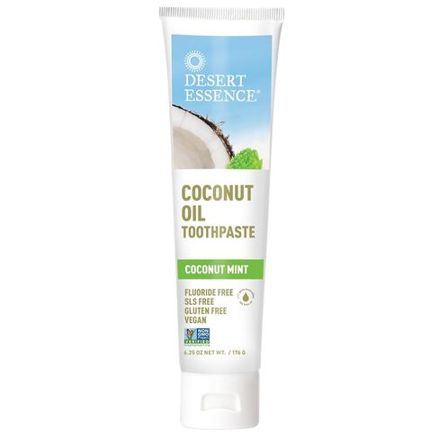 Desert Essence Tea Tree Oil Toothpaste - Coconut Mint - 6.25 Oz - Refreshing Taste - Complete Oral Care - Baking Soda - Sea Salt - Pure Essential Oil - Fights Against Sugar Acids - Zinc Citrate in Saudi Arabia
