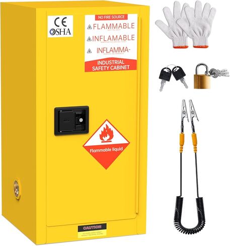 90 Gallon Fire Cabinet, 34 x 34 x 65 in Chemical Cabinet with Double Doors, 2 in Spill Sump, 180 Degree Door Opening and Three-Point Lock in Kuwait