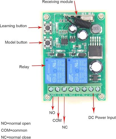 2 Channels Multi-Function Wide Voltage Remote Control Switch 12V 24V 36V 48V DC AC Wireless Remote Control Switch lamp Motor Forward and Reverse Rotation with Industrial Waterproof Remote Controller in Saudi Arabia