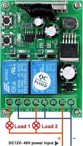 2 Channels Multi-Function Wide Voltage Remote Control Switch 12V 24V 36V 48V DC AC Wireless Remote Control Switch lamp Motor Forward and Reverse Rotation with Industrial Waterproof Remote Controller in Saudi Arabia