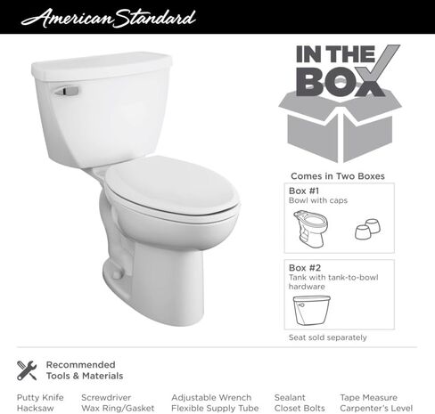 American Standard 2467016.020 Cadet Two-Piece Pressure Assisted Toilet, Chair Height, Elongated Front, White, 1.6 GPF in Saudi Arabia