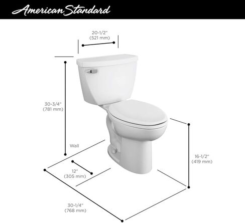 American Standard 2467016.020 Cadet Two-Piece Pressure Assisted Toilet, Chair Height, Elongated Front, White, 1.6 GPF in Saudi Arabia