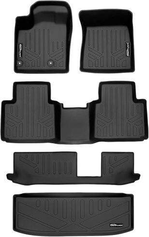 Smartliner مخصص Fit Floor Mats 3 صفوف وبطانة شحن خلف مجموعة الصف الثاني متوافق مع 2022-2025 Mitsubishi Outlander in Kuwait