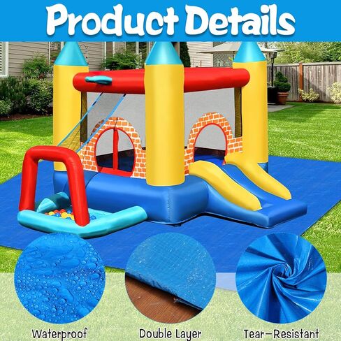 Bounce House Mat, 157.48 x 118 Inch Heavy-Duty Waterproof PE Inflatable Water Slide Bounce House Pad for Outdoor Bouncy Castle Under Jump House Floor Underlayment Pad in Saudi Arabia