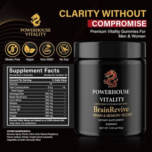 Brain Boost Energy and Focus Gummies - 60Pck Gluten-Free, Non GMO and Vegan Brain Health Supplements for Adults Supports Mental Clarity, Maintain Focus and Overall Brain Wellness in Saudi Arabia