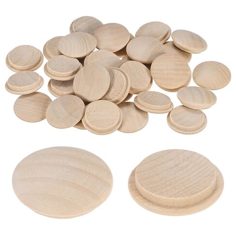 M METERXITY 25 حزمة من المقابس الخشبية لفتحات المسمار، 40 × 30 مم زر خشب الزان، سدادات علوية من الخشب للأثاث/الدرج/الكرسي/الحرف اليدوية، غطاء خشبي مزخرف برأس مسطح in Kuwait