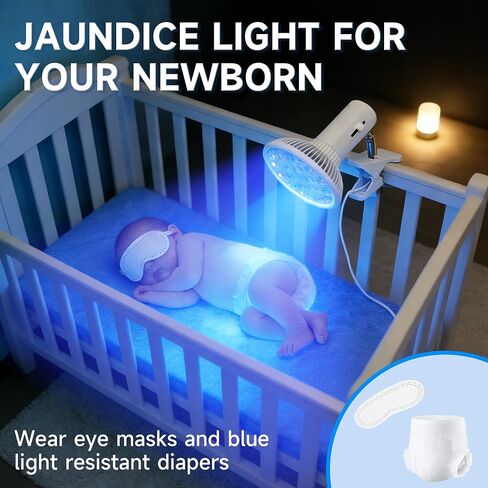 Jaundice Light Therapy Newborn, Bilirubin Light Lamp for Jaundice Baby, Neonatal Baby Jaundice Treat Blue Ray Light, Portable Infant Bilirubin Light with 18 Led Light, Biliblanket Light with Eye Mask in Saudi Arabia